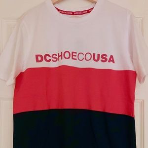 NWT- DC T-shirt- White, Red & Black Stripes